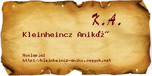 Kleinheincz Anikó névjegykártya
