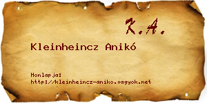 Kleinheincz Anikó névjegykártya